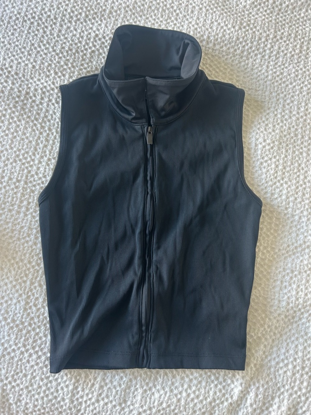 Travis Mathew Black Sleeveless Zip-Front Ribbed Tank - Picture 3 of 5